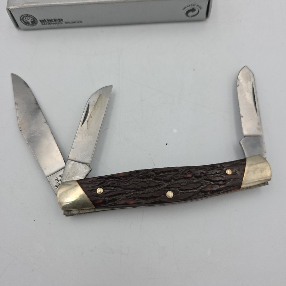 VINTAGE BOKER GERMANY 9885 V TREE BRAND DOGLEG STOCKMAN POCKET KNIFE KNIVES NOS - Picture 4 of 9